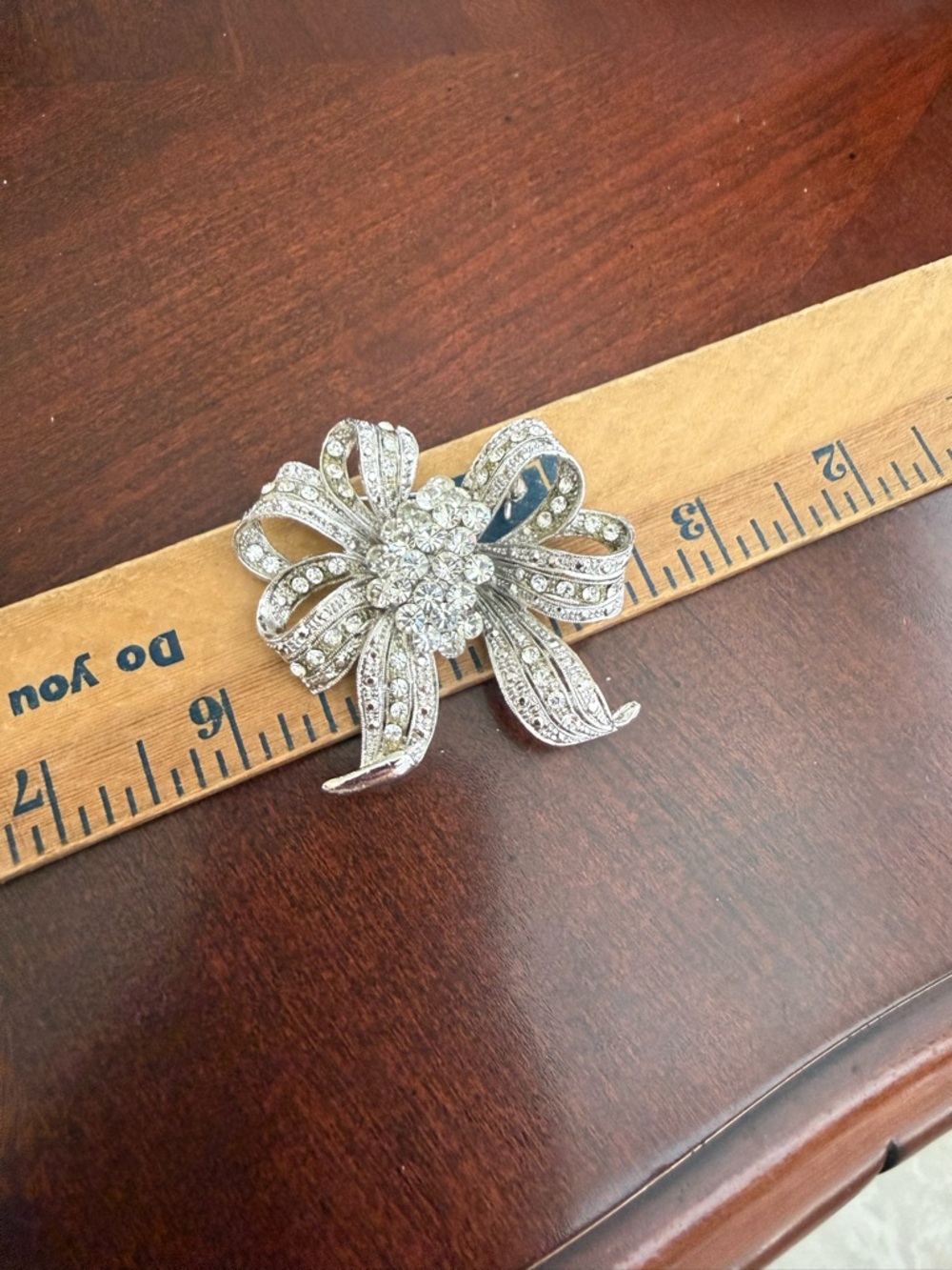 Vintage Silver Tone Bow Brooch